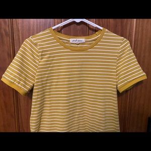 Yellow and white stripe tee